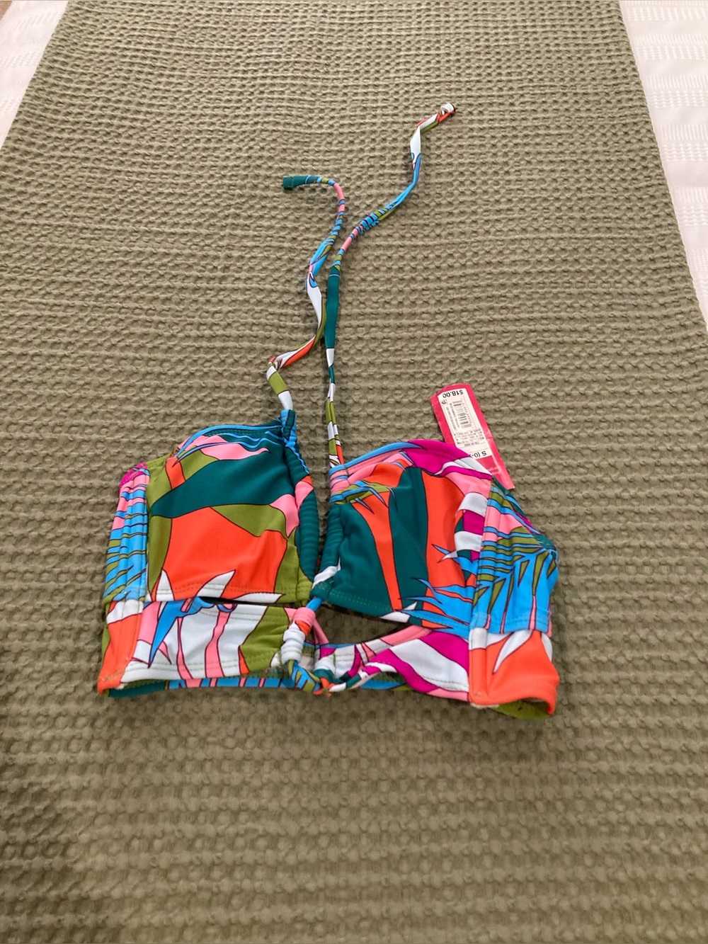 Women Xhilaration tropical flower longline halter bikini swimsuit swim top NWT S